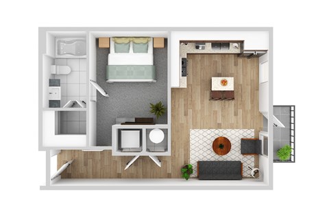 a floor plan of a 1 bedroom apartment